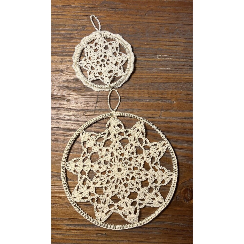 crocheted snowflakes Ornaments Pair